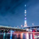 浅草方面から撮影した夜のスカイツリー。